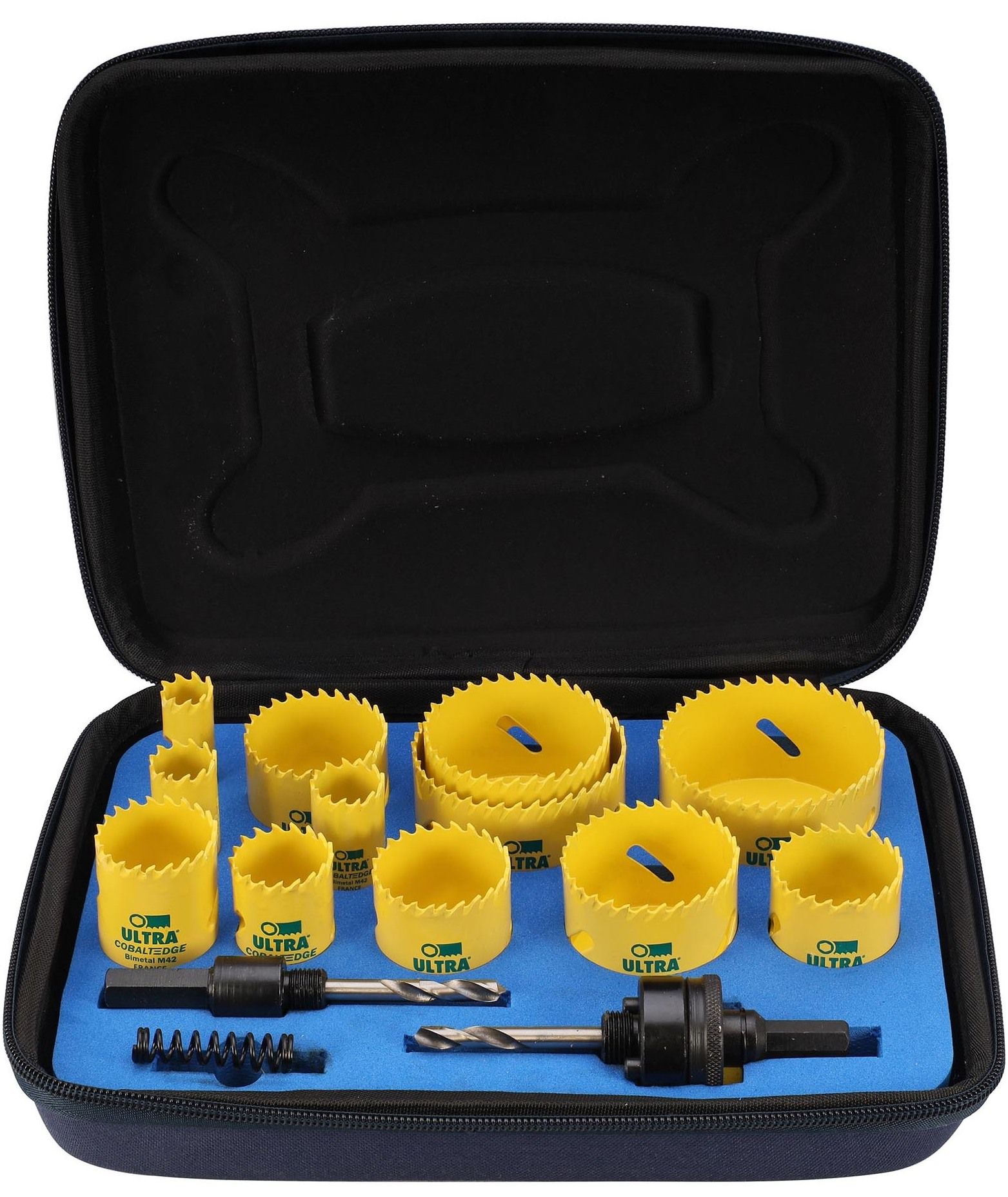 Набор коронок Bi-metall 16 - 68 мм зубья HSSE-Co8 5,5 TPI Ultra SCY 3636, 15 предметов - фото